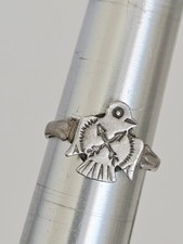 Old Vintage Fred Harvey Era Sterling Silver Thunderbird Crossed Arrows Ring Adj - Additional view 9