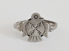 Old Vintage Fred Harvey Era Sterling Silver Thunderbird Crossed Arrows Ring Adj