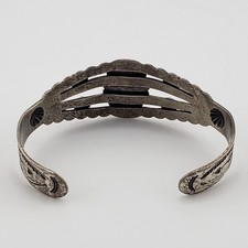 Fred Harvey Bracelet Silver Genuine Turquoise Split Shank Pretty Girl Souvenir  - Additional view 2
