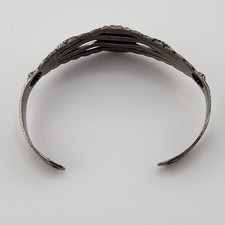 Fred Harvey Bracelet Silver Genuine Turquoise Split Shank Pretty Girl Souvenir  - Additional view 14