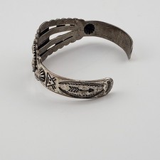 Fred Harvey Bracelet Silver Genuine Turquoise Split Shank Pretty Girl Souvenir  - Additional view 3
