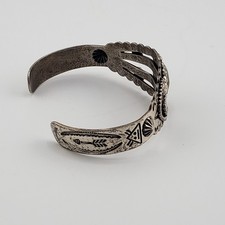 Fred Harvey Bracelet Silver Genuine Turquoise Split Shank Pretty Girl Souvenir  - Additional view 4