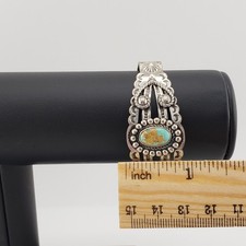 Fred Harvey Bracelet Silver Genuine Turquoise Split Shank Pretty Girl Souvenir  - Additional view 6