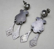 Vintage Whirling Logs Native American Navajo Sterling Silver Turquoise Earrings - Additional view 4