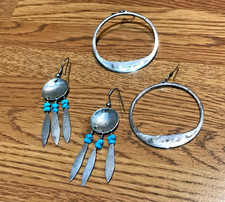 🔥HUGE Antique Fred Harvey-era Native American Cabochon Turquoise Silver Lot 61g - Additional view 15