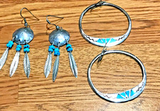 🔥HUGE Antique Fred Harvey-era Native American Cabochon Turquoise Silver Lot 61g - Additional view 16