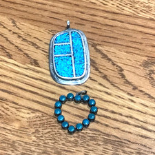 🔥HUGE Antique Fred Harvey-era Native American Cabochon Turquoise Silver Lot 61g - Additional view 17