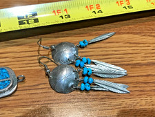 🔥HUGE Antique Fred Harvey-era Native American Cabochon Turquoise Silver Lot 61g - Additional view 6