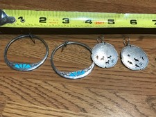 🔥HUGE Antique Fred Harvey-era Native American Cabochon Turquoise Silver Lot 61g - Additional view 7