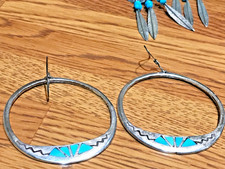 🔥HUGE Antique Fred Harvey-era Native American Cabochon Turquoise Silver Lot 61g - Additional view 10