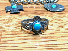 🔥HUGE Antique Fred Harvey-era Native American Cabochon Turquoise Silver Lot 50g - Additional view 2
