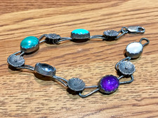 🔥HUGE Antique Fred Harvey-era Native American Cabochon Turquoise Silver Lot 50g - Additional view 13