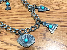 🔥HUGE Antique Fred Harvey-era Native American Cabochon Turquoise Silver Lot 50g - Additional view 17