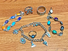 🔥HUGE Antique Fred Harvey-era Native American Cabochon Turquoise Silver Lot 50g - Additional view 19