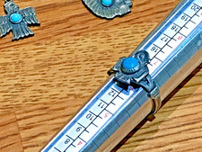 🔥HUGE Antique Fred Harvey-era Native American Cabochon Turquoise Silver Lot 50g - Additional view 3