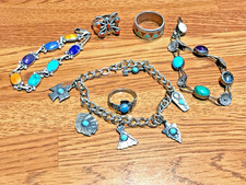 🔥HUGE Antique Fred Harvey-era Native American Cabochon Turquoise Silver Lot 50g