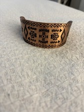 Fred Harvey Copper Cuff Bracelet Wheeler Manufacturing WMCO 30mm Navajo Symbols - Additional view 1