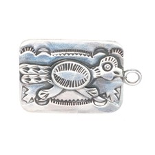 Art Lewis Choctaw sterling silver Fred Harvey era roadrunner pendant/fob/charm