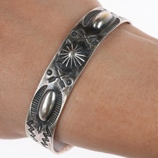 6.35" c1930's Navajo Fred Harvey Era Sterling silver cuff bracelet arrows