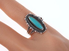 sz5.5 Vintage Fred Harvey Era Native American sterling and turquoise ring