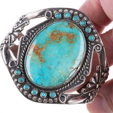 6.375" Fred Harvey Era Sterling and turquoise cuff bracelet