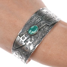 6.75" 1940's Fred Harvey Era Sterling Arrow cuff bracelet