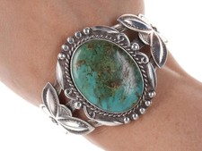 Large Vintage Bell Trading post Fred Harvey Era Turquoise Cuff bracelet