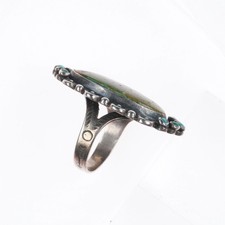 sz7 40's-50's Fred Harvey Cerrillos Turquoise sterling silver snake eye ring - Additional view 3