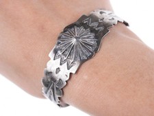 6.5" Fred Harvey Era Southwestern silver cuff bracelet