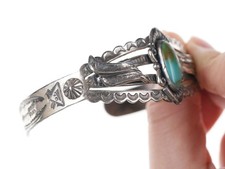 Bell Trading Post Fred Harvey Era Sterling silver turquoise cuff bracelet - Additional view 1