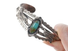 Bell Trading Post Fred Harvey Era Sterling silver turquoise cuff bracelet - Additional view 5