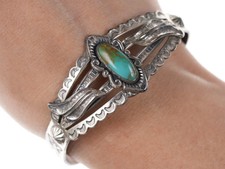 Bell Trading Post Fred Harvey Era Sterling silver turquoise cuff bracelet