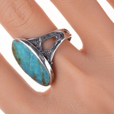 Sz10 Vintage Fred Harvey Era sterling and turquoise ring - Additional view 1