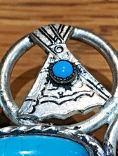 🔥HUGE Antique Fred Harvey-era Native American Cabochon Turquoise 925 Silver Lot - Additional view 17