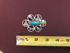 🔥HUGE Antique Fred Harvey-era Native American Cabochon Turquoise 925 Silver Lot - Additional view 9