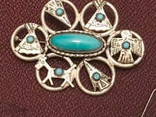 🔥HUGE Antique Fred Harvey-era Native American Cabochon Turquoise 925 Silver Lot