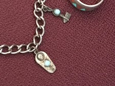 🔥Antique Fred Harvey-era Native American Cabochon Turquoise 925 Silver Lot of 3 - Additional view 6