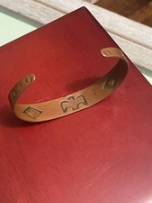 Fred Harvey Era Copper Thunderbird Cuff Bracelet Navajo Bell Trading Stamped 6
