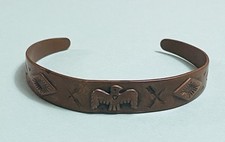 Fred Harvey Era Copper Thunderbird Cuff Bracelet Navajo Bell Trading Stamped 6