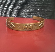 Fred Harvey Era Copper Thunderbird Cuff Bracelet Navajo Bell Trading Stamped 6"