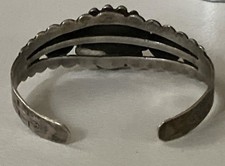 Fred Harvey Era Navajo Sterling Silver Stamped Turquoise Cuff Bracelet 27.3 Gram - Additional view 5
