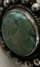 Fred Harvey Era Navajo Sterling Silver Stamped Turquoise Cuff Bracelet 27.3 Gram - Additional view 6
