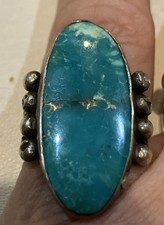 Old Pawn Fred Harvey Era Navajo Sterling Silver Turquoise Ring Sz 5 1/2 As Found - Additional view 4