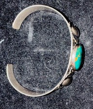 Vintage Fred Harvey Era Native American Sterling & Turquoise Cuff Bracelet, RARE - Additional view 5