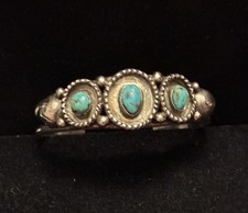 Antique Fred Harvey Era Native American Sterling & Turquoise Cuff Bracelet, RARE - Additional view 1