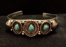 Antique Fred Harvey Era Native American Sterling & Turquoise Cuff Bracelet, RARE - Additional view 2