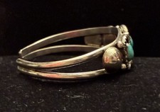 Antique Fred Harvey Era Native American Sterling & Turquoise Cuff Bracelet, RARE - Additional view 11