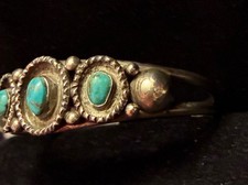 Antique Fred Harvey Era Native American Sterling & Turquoise Cuff Bracelet, RARE - Additional view 12