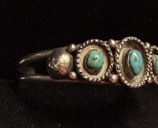 Antique Fred Harvey Era Native American Sterling & Turquoise Cuff Bracelet, RARE - Additional view 17