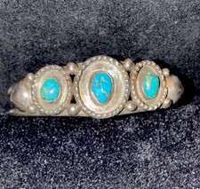 Antique Fred Harvey Era Native American Sterling & Turquoise Cuff Bracelet, RARE - Additional view 18